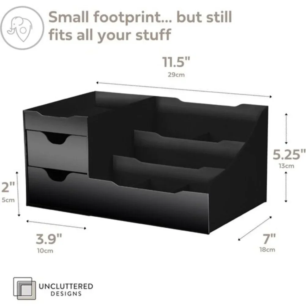 Large Black Vanity Organizer, Countertop Drawers for Cologne & Skincare Storage
